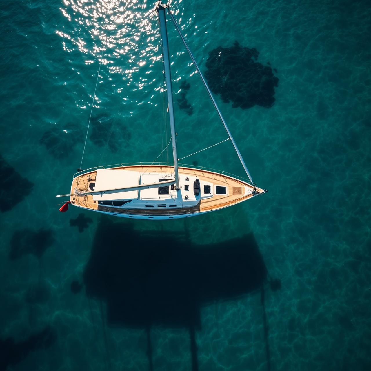 Zeilboot in turquoise water